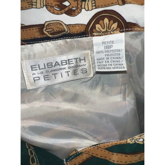 Vintage gold  Chain print equestrian women's blouse Elisabeth Liz Claiborne  18P - Picture 4 of 5